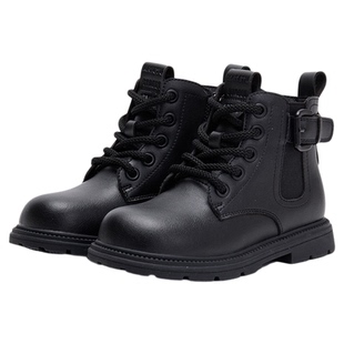 卡特兔儿童马丁靴2025秋冬新品防滑耐磨洋气小短靴黑色宝宝靴子