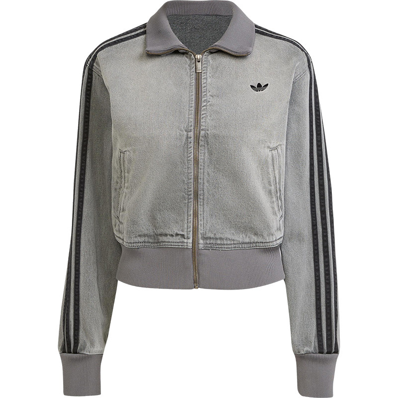 Adidas/阿迪达斯正品三叶草女士牛仔立领日常短款外套JY2564