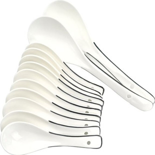 10只陶瓷小汤勺家用北欧儿童吃饭勺喝汤调羹瓷勺饭店商用汤匙勺子