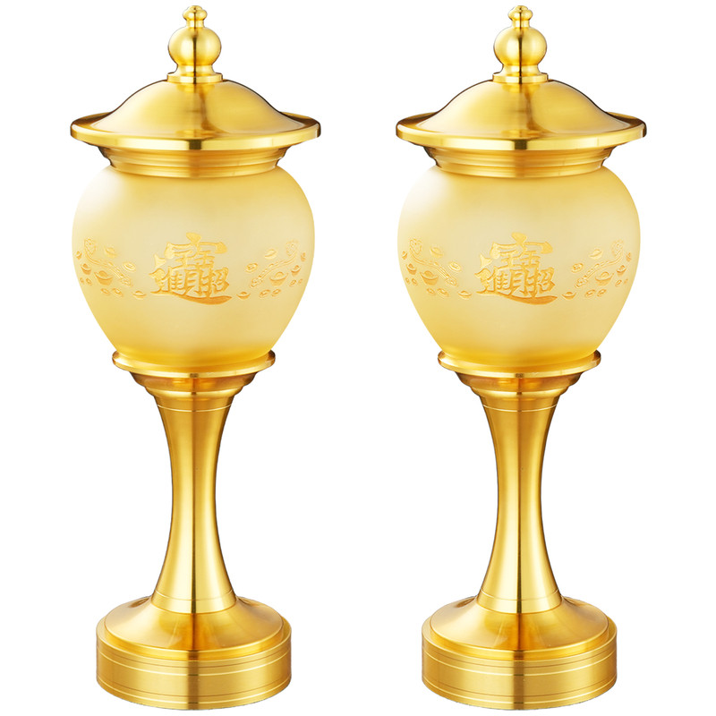 仿琉璃琥珀色宫灯家用供奉财神招财灯仙家长明灯佛前供佛灯贡灯盏