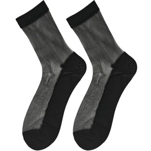 袜子男款夏季超薄水晶冰丝玻璃丝短款薄款黑色耐磨棉底男士丝袜