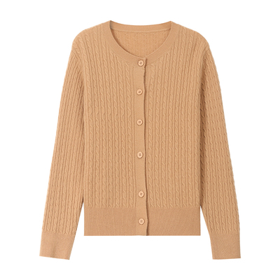 恒源祥圆领羊毛衫女新款毛衣外套