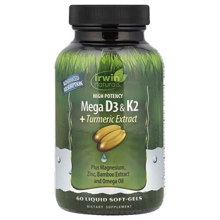 IrwinNaturals复合维生素D3及K2促进钙姜黄提取物骨骼牙齿强度