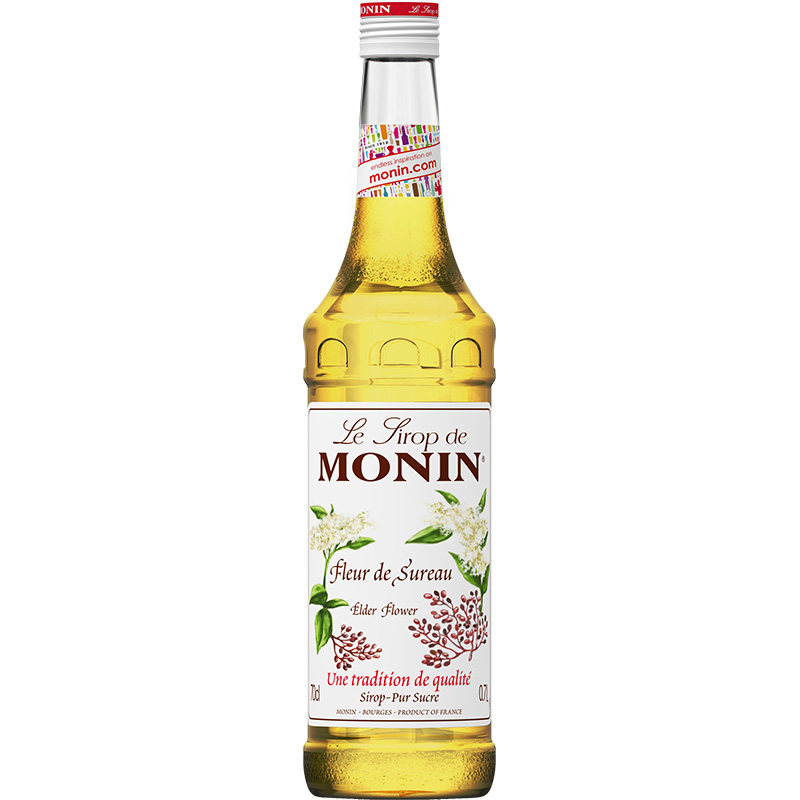 莫林MONIN接骨木花风味糖浆玻璃瓶装700ml咖啡调酒鸡尾酒果汁饮料