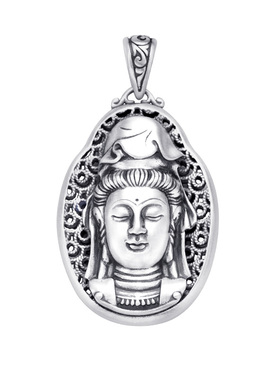 男士民族风复古手工观音吊坠足银