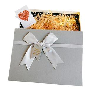 高级感生日礼物盒空盒米灰色简约送男女生装睡衣羊绒毛线围巾礼盒