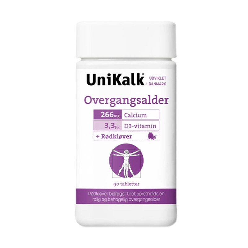 丹麦unikalk更年期女性钙片成年补钙中年人盖片腿抽筋90粒异黄酮