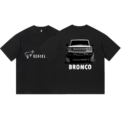 福特烈马BRONCO越野车印花纯棉短袖T恤衫男装宽松休闲上衣服改装