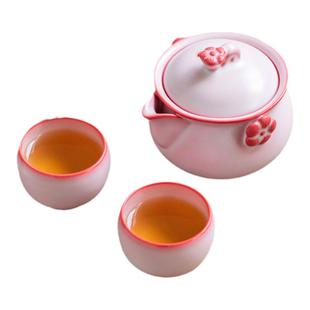 猪油冻汝窑手抓壶女神泡茶壶高档单个一人茶具粉色佳人盖碗茶杯组