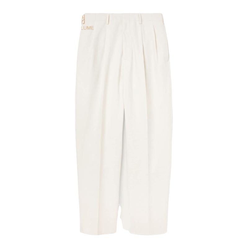 Loro Piana/诺悠翩雅男裤棉质混纺缎面白色休闲长裤