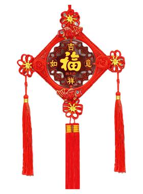豪华桃木中国结沙发背景墙过年电视挂件家居客厅墙面装饰福字挂饰