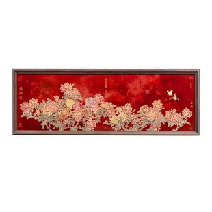 客厅装饰画大厅沙发背景墙壁画牡丹挂画大气国画新中式实木铜雕画