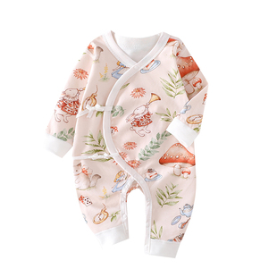 四季款新生儿婴儿衣服a类纯棉贴身春秋宝宝连体衣护肚系带蝴蝶衣