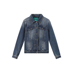 江南先生NewJNXS重磅复古翻领挺括牛仔外套春修身短款正肩夹克女