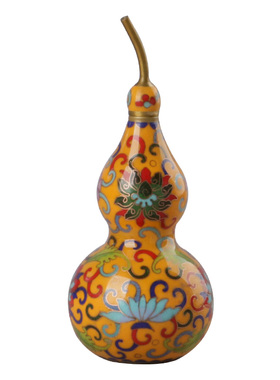 黄铜景泰蓝工艺家居财摆件珐琅彩绘招财铜葫芦书房礼品