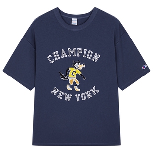 Champion冠军短袖男2025夏季新款复古校园风T恤印花情侣上衣