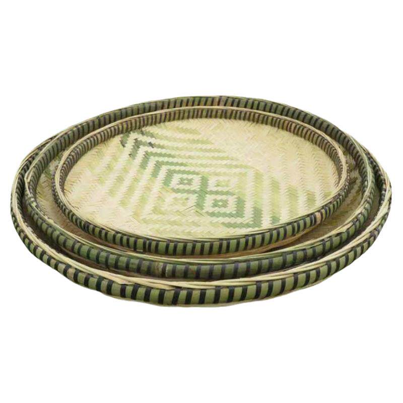 双层竹编簸箕农家编织传统手艺