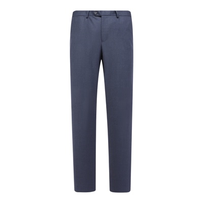 79.9％绵羊毛深蓝色直筒西裤