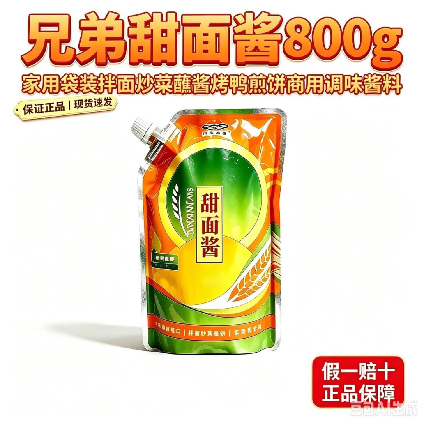 兄弟甜面酱800g家用袋装拌面炒菜蘸酱烤鸭煎饼商用调味酱料