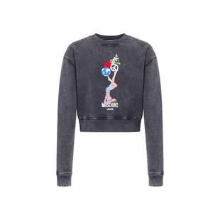 【季末】Moschino Jeans 26早春 女士复古印花短款廓形卫衣
