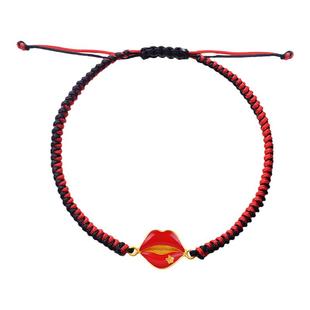 justgold鎮金店partyfun红唇黄金足金手绳手链1221431Y