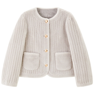 太平鸟女装冬季气质柔软品质剪毛羊毛外套A1ADE4321