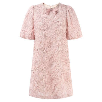 MISSCOCOON可可尼小香风连衣裙女2025新款秋季高级感粉色蕾丝裙子