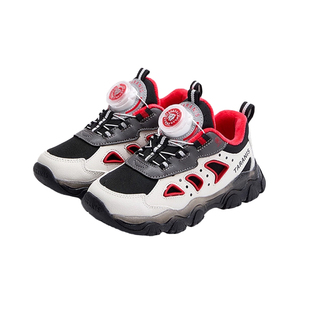 泰兰尼斯冬季儿童运动鞋男童发光闪灯加绒保暖女童旋钮扣闪灯鞋