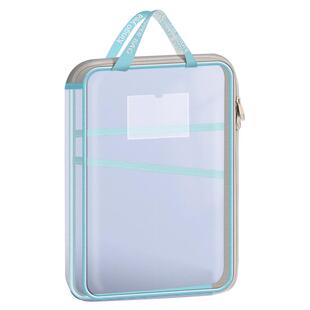 L型科目分类袋网纱大开口大容量拉链式透明文件袋手提拎书袋初中学生试卷整理收纳袋中考高考补习袋可入考场