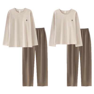 啄木鸟纯棉情侣睡衣春秋天男士女长袖长裤休闲款可外穿家居服套装