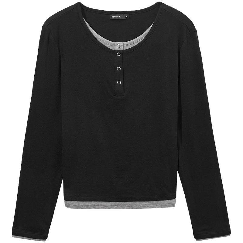 2025年春季新款女士假两件长T恤