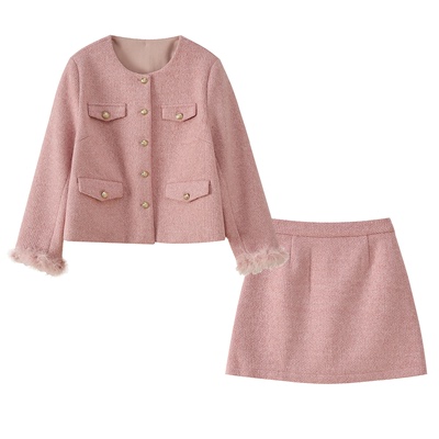 喜庆红色套装连衣裙子女冬季