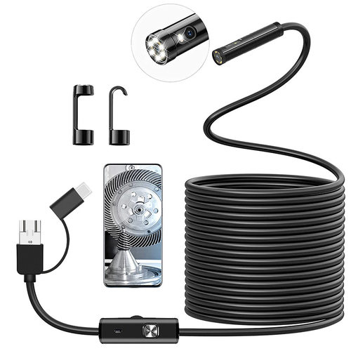 双镜头500万高清摄像头汽车维修手机管道内窥镜工业发动机探头器