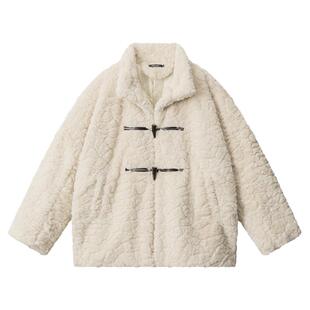 From Mars 可迎万难 潮牌甜美风可爱纯色牛角扣翻领夹棉棉衣外套