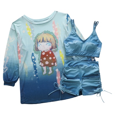 泳衣女分体三件套遮肚显瘦长袖