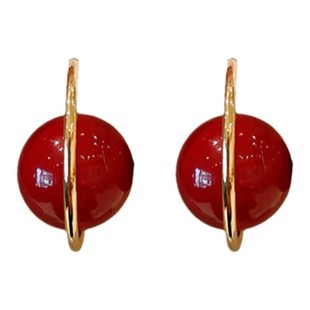 【原版】银针珍珠环形几何耳环春夏复古高级耳钉小众百搭气质耳饰