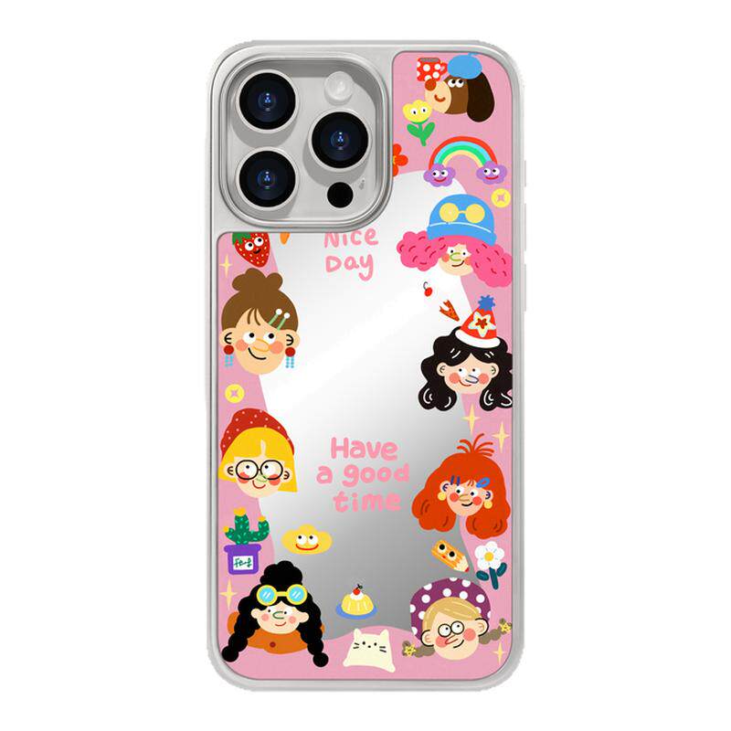 benefit时尚卡通女生头像17适用于iphone16promax苹果15PRO镜面磁吸手机壳13新款14小米15PRO防摔三星S25
