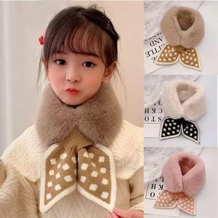 小学生冬季围脖套宝宝围巾保暖护颈儿童冬天可爱男童女童毛绒加绒