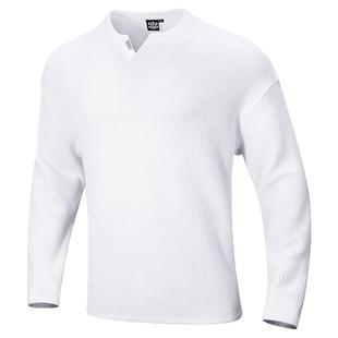 MUSCLEDOG肌肉狗 330gV领金属咬唛新款运动T恤宽松休闲健身长袖男