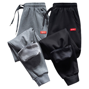 大码卫裤男冬季保暖加绒加厚宽松潮加肥加大胖子300斤特大码男装