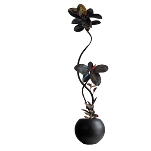 黑金刚橡皮树绿植仿真客厅中古风室内高端轻奢仿生植物装饰假树