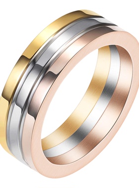 戒指钛钢珍珠网形锆石五角星饰品