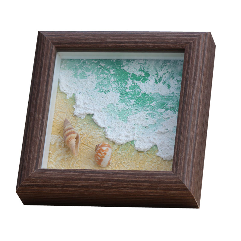 探索海洋创意螺贝手工纯手绘沙滩真玻璃相框摆台立体肌理成品挂画