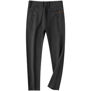 轻奢冬季加厚款保暖柔软磨毛呢绒料商务休闲裤男修身小直筒裤子男