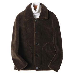 颗粒羊羔毛两面穿羊剪绒男士真皮草皮毛一体短款夹克外套韩版潮冬