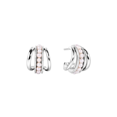 ARSIS轻奢珍珠多圈耳环银色