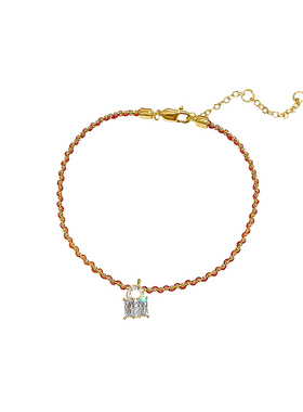 海蓝蓝满锆锁包编织红绳新年手链