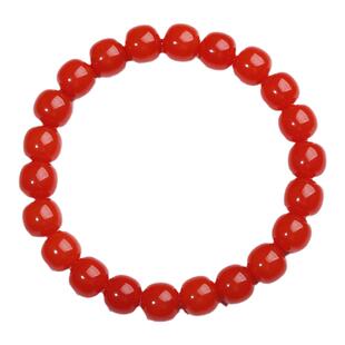 原矿樱桃红天然南红玛瑙手链手串老型珠桶珠本领年男女款单圈佛珠