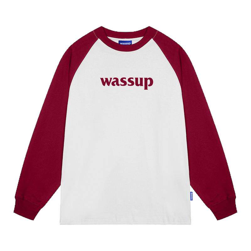 WASSUP潮牌字母插肩长袖T恤情侣