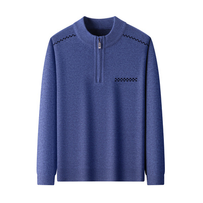 恒源祥羊毛衫男2025冬季半高拉链领针织毛衣中年加厚羊绒打底衫